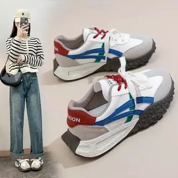 2024 Осень Новый Лидер продаж Корейская версия Daddy Shoes Женская дышащая женская студенческая обувь Повседневная обувь Женские кроссовки 35 чёрный