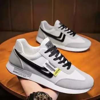 2024 Autumn New Lace-up Flats Outdoors Mesh Breathable Casual Shoes Zapatillas De Hombre Men Causal Light Fashion Sneakers Man 39 жёлтый