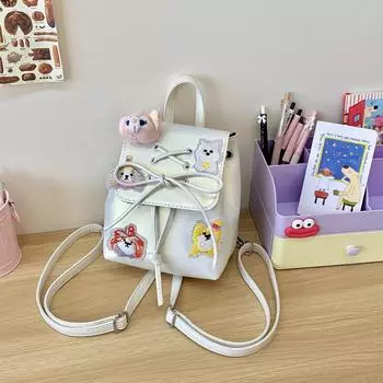 2024 autumn new large-capacity campus wind contrast color double shoulder travel trend backpack student backpack белый