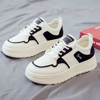 2024 autumn new little white shoes women s versatile sports and leisure fashion thick baseplate shoes breathable soft sole light board shoes 35 белый