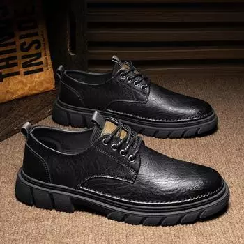 2024 autumn new Martin boots trendy men s British men s Martin boots student durable low-top tooling shoes Martin shoes 38 чёрный