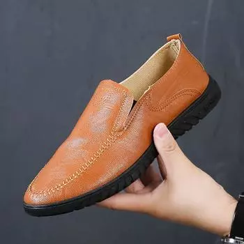 2024 autumn new men s business casual leather shoes Korean version of youth shoes lazy one pedal driving shoes one generation 39