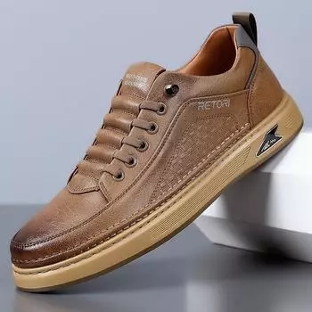 2024 autumn new men s handmade online casual leather shoes men s sports style versatile board shoes white single shoes 7778 38 коричневый