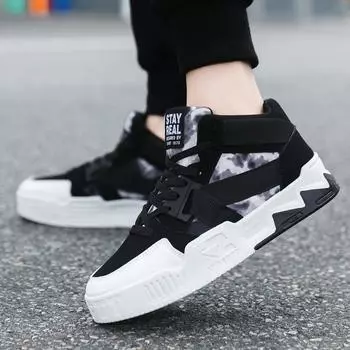 2024 autumn new men s Hong Kong style trend board shoes platform high top versatile shoes men s youth sports trend shoes 39