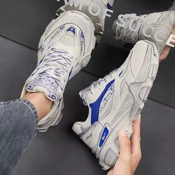 2024 autumn new men s platform dad shoes mesh breathable casual sports shoes live broadcast versatile student men s shoes 39