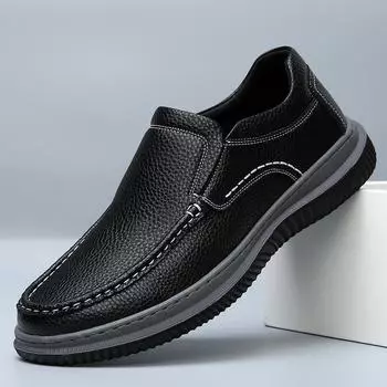2024 autumn new men s shoes leather loafers soft-soled foot-fitting casual versatile leather shoes one-pedal dad 38