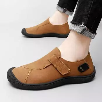 2024 autumn new one-pedal versatile Doudou shoes foreign trade hot-selling genuine leather soft-soled men s casual shoes 38 темно-коричневого