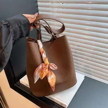 2024 autumn new retro simple bucket bag fashionable niche design fashionable simple shoulder crossbody hand bag чёрный