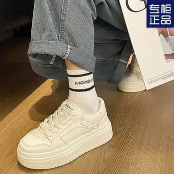 2024 autumn new student versatile Internet celebrity trend Korean version of white shoes women s muffin platform fashion casual shoes 35 белый
