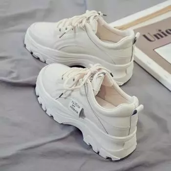 2024 Autumn New Thick soled Women Shoes Outdoor nonslip walking sneakers Casual comfort board footwear Fashion light female shoe 35 белый
