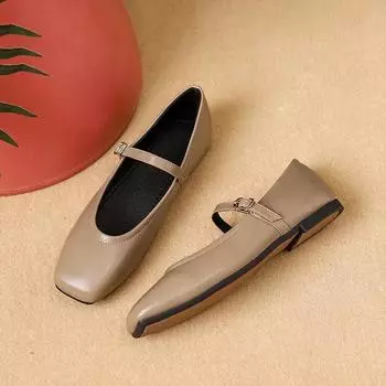 2024 Autumn New Women Flats Fashion Square Toe Shallow Mary Jane Shoes Soft Casual Ballet Shoes Slingback Shoes Zapatillas Mujer 35 белый