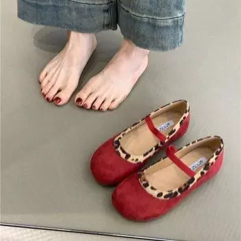 2024 Autumn Vintage Round Head Suede Mary Jane Shoes Gentle Wind Evening Student Shoes Soft Sole Ballet Single Shoes Women 35 жёлтый