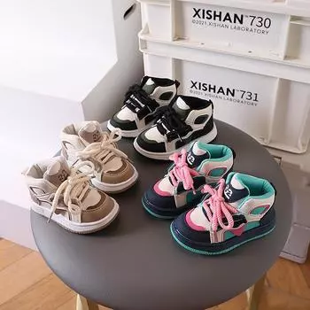 2024 Осень Зима Детская Обувь Противоскользящая Повседневная Обувь Для Мальчиков Модные Ботильоны Для Девочек Для Детей Повседневная Обувь Zapatos Nia 21insole13cm бежевый