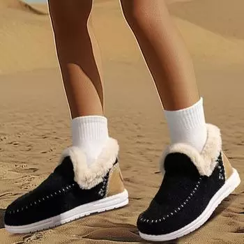 2024 Осень/Зима Модные Новые Женские Удобные Цветные Блокированные Теплые Короткие Зимние Сапоги 36 чёрный