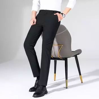2024 Autumn/Winter New Four Sided Elastic Men S Casual Pants Business Versatile Elastic Versatile Straight Tube Trendy Men S Casual Pants 28 чёрный