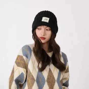 2024 Autumn/Winter New Men S And Women S Versatile Stacking Hat, Wool Cold Hat, Curled Edge Knitted Thick Baotou Hat one size