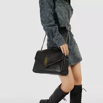 2024 Autumn/Winter Yangshulin Women s Fashionable Large Capacity Chain Shoulder Bag/Crossbody Bag чёрный