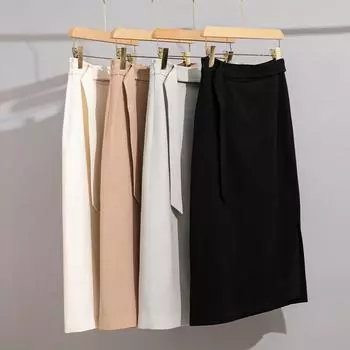 2024 Autumn Women s High-End Acetate Drape Belt Skirt - Elegant, Simple, Casual. Small