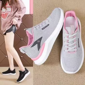 2024 autumn women s shoes flying woven sports shoes new mesh casual shoes fashion women s casual single shoe manufacturer 35 чёрный
