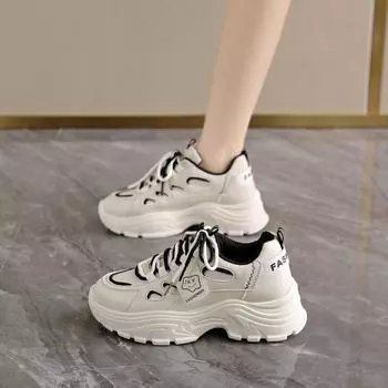 2024 autumn women s shoes new breathable little white shoes children versatile Korean version platform sports shoes casual dad trendy shoes 35