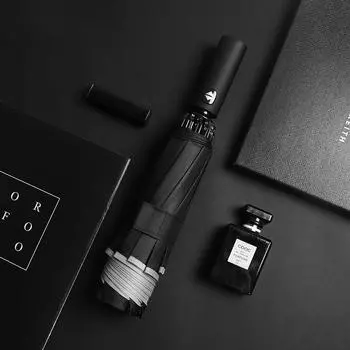 2024 автоматический складной зонт, светоотражающий обратный зонт от дождя, зонт от дождя, алюминиевый водонепроницаемый деловой зонт Bumbershoot