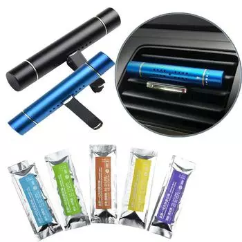 2024 автомобильный парфюм, освежитель воздуха, выходное отверстие, автомобильный кондиционер, диффузор, твердые духи с 5 палочками синий