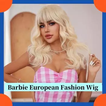 2025 Барби Европейская мода длинный кудрявый парик для женщин золотой