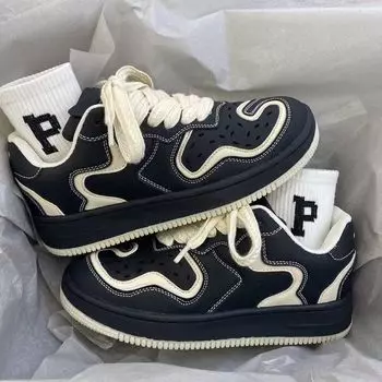 2024 Баскетбольные кроссовки для мужчин, дышащие кроссовки на платформе для пар, женские повседневные кроссовки 36 чёрный