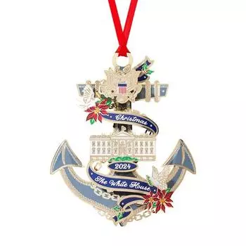 2024 Белый дом Подвеска 2D Акриловый Рождественский Подвесной Орнамент Национальный Символ Патриотический Украшение для Украшения Праздничной Елки Подарок A