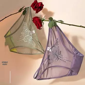 2024 Бесшовные трусики-сетка с вышивкой бабочек - Сексуальный, дышащий комфорт с низкой посадкой M: 40-50 kg