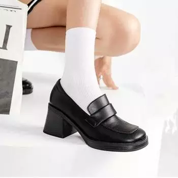 2024 Best-selling New Vintage Chunky Heels, Pumps and Pumps Commuter Mary Jane Pumps Shoes for Women 35 чёрный