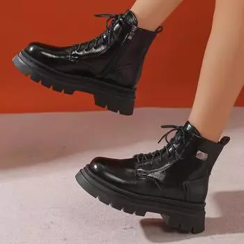 2024 бежево-черные новые женские ботильоны осень-зима на платформе со шнуровкой женские панк-ботинки на толстой подошве армейские ботинки женские Mujer 35 бежевый