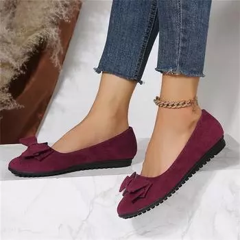 2024 Big Size Bow Women s Flats Contracted Shallow Mouth Round Toe Flat Shoes for Women Spring Summer Autumn Casual Woman Shoes 35 чёрный