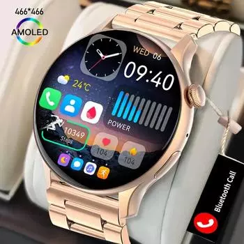 2024 Bluetooth Call Женские Смарт-часы Фитнес IP68 Водонепроницаемые Мужские Смарт-часы Женские AMOLED Полные Сенсорные Часы + коробка Для Android IOS