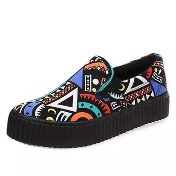 2024 Bohemian Женская парусиновая обувь Толстая подошва Увеличивает рост на 3 см Повседневная женская обувь на плоской подошве Женские лоферы N036 4.5