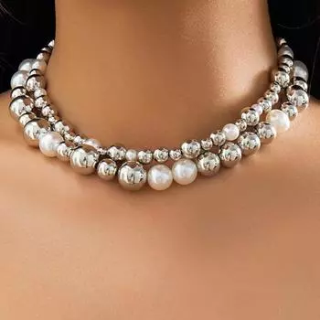 2024 Бохо, сладкий искусственный жемчуг, размер шарика, разноцветное ожерелье с воротником, женское 2023, многослойное ожерелье для девочек, модные украшения для невесты, подарок 1