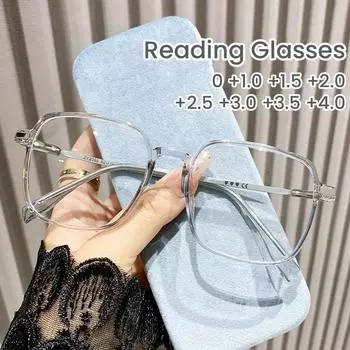 2024 Большие квадратные очки для чтения для женщин и мужчин, очки с защитой от синего света, оправа TR, очки высокой четкости для пресбиопии 0(anti-blue) чёрный
