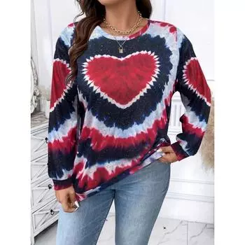 2024 Большие размеры Европа и США Осень и зима мода с длинными рукавами принтованная женская повседневная толстовка с круглым вырезом S