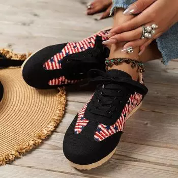 2024 Большие размеры Женская обувь Хлопок Льняная парусиновая обувь на платформе Национальные тканые туфли с круглым носком на шнуровке Женские повседневные кроссовки на плоской подошве 36 синий