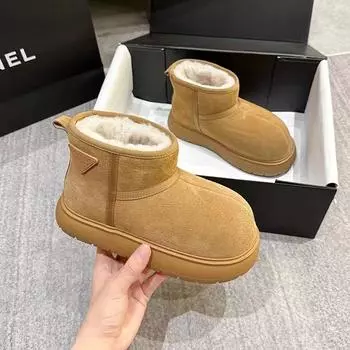 2024 Большие зимние ботинки: Зимние хлопковые ботинки с толстой бархатной нескользящей подошвой, теплые короткие ботинки для использования на открытом воздухе на северо-востоке». Size 35