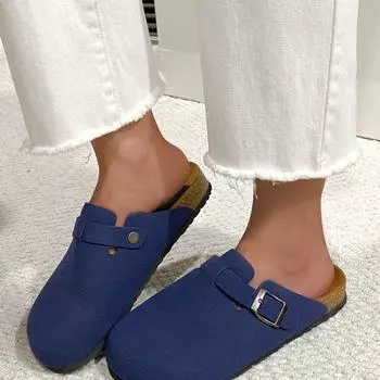 2024 большой размер Boken сумка голова полудрагоценный камень одна педаль сандалии женская летняя одежда круглая голова полудрагоценный камень ленивые туфли 35 жёлтый