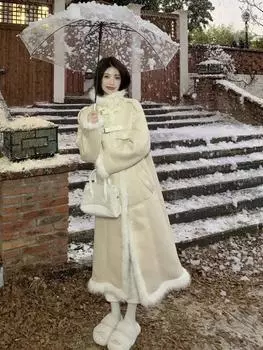 2024 большой размер куртка из овечьего флиса в стиле ретро от Maillard на осень и зиму теплая средняя и длинная темпераментная верхняя часть S