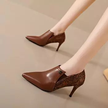 2024 Botas Femininas Women Fashion Sweet High Quality Side Zipper Short Ankle Boots Lady Brand Design Brown Black Boot 35 чёрный