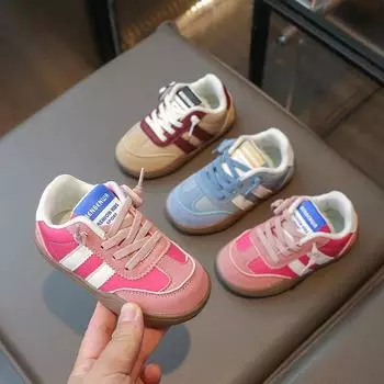 2024 Boys and Girls Sneakers Children s School Performance Shoes Fashion Baby Toddler Biscuit Bottom Breathable Kids Flats 22 розовый
