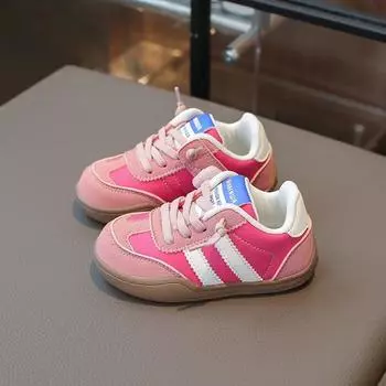 2024 Boys and Girls Sneakers Children s School Performance Shoes Fashion Baby Toddler Biscuit Bottom Breathable Kids Flats 22 розовый