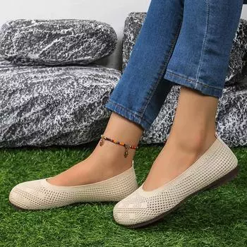 2024 Brand Ladies Shoes Shallow Women s Flats Fashion Round Toe Daily Flats Women Hot Sale Plus Size Solid Flat Low Heelszapatos 35 покинуть белый