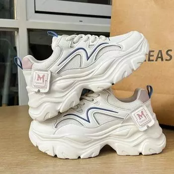 2024 Брендовые кожаные женские кроссовки Белые женские спортивные кроссовки на платформе Женские вулканизированные туфли Кроссовки повседневные женские 35 хаки