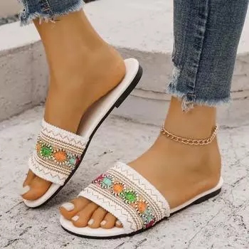 2024 Брендовая женская обувь Базовые женские тапочки Модные повседневные тапочки в тонких тонах Новые женские тапочки с открытым носком Большие размеры на плоской подошве 36