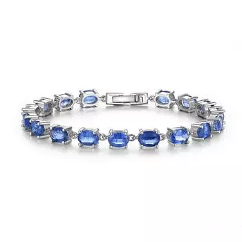 2024 браслет из натурального кианита с 17 шт. синими драгоценными камнями 22,1 карата, серебро 925 пробы, металлические изысканные ювелирные изделия, подарок для женщин 19cm синий