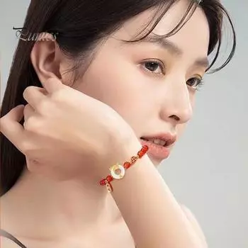 2024 браслет с китайским драконом, новогодний браслет с бусинами на удачу, кулон, эластичный браслет, женский подарок на Новый год C